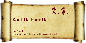 Karlik Henrik névjegykártya